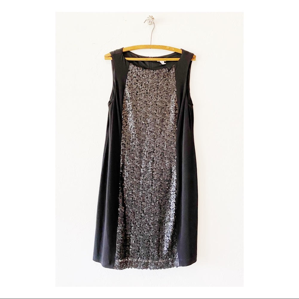 Chico's Size 2 Black and Sequins Silver Sleeveless Dress